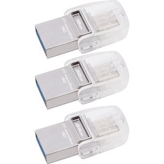 Kingston Data Traveler Microduo 3C USB 3.0 Micro Usb 64 GB Flash Bellek Gri