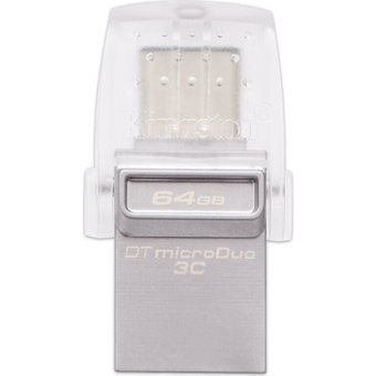 Kingston Data Traveler Microduo 3C USB 3.0 Micro Usb 64 GB Flash Bellek Gri