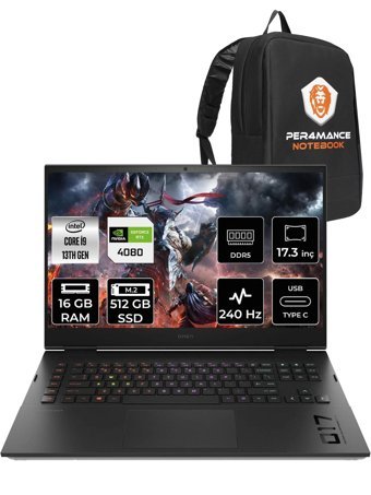 HP Omen 17 7P6D5EA Harici GeForce RTX 4080 Intel Core i9 13900HX 16 GB Ram 512 GB SSD 17.3 inç QHD FreeDos Oyuncu Laptop + PER4 ÇANTA