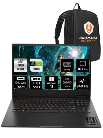 HP Omen 16 9J1L3EA Harici GeForce RTX 4080 Intel Core i9 14900HX 96 GB Ram 1 TB SSD 16.1 inç QHD Windows 11 Pro Oyuncu Laptop + PER4 ÇANTA