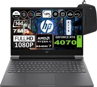 HP Victus 16 S1002NT A05N6EAF04 Harici GeForce RTX 4070 AMD Ryzen 7 8840H 32 GB Ram 4 TB SSD 16.1 inç Full HD FreeDos Oyuncu Laptop