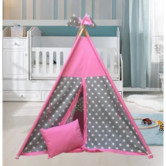 Altev Üçgen Kızılderili Unisex Oyun Çadırı Pembe