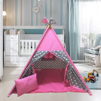 Altev Üçgen Kızılderili Unisex Oyun Çadırı Pembe