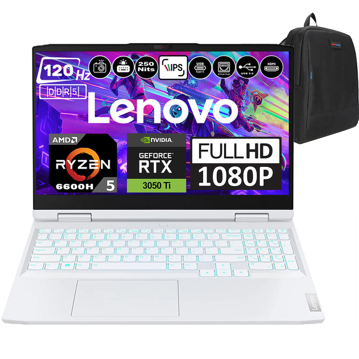 Lenovo Ideapad Gaming 3 15ARH7 82SB00X8TXF08 Harici GeForce RTX 3050 Tİ AMD Ryzen 5 6600H 32 GB Ram 4 TB SSD 15.6 inç Full HD FreeDos Oyuncu Laptop + Zetta Çanta