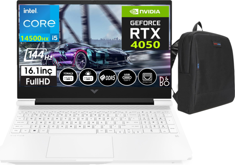 HP Victus 16 R1077NT VCS9J278EA16 Harici GeForce RTX 4050 Intel Core i5 14500HX 64 GB DDR5 Ram 512 GB SSD 16.1 inç Full HD Windows 11 Home Oyuncu Laptop + Zetta Çanta