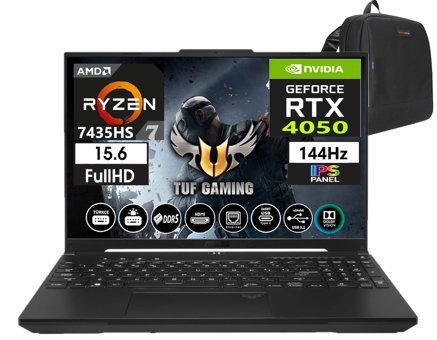 Asus Tuf Gaming A15 FA507NUR-LP03530 Harici GeForce RTX 4050 AMD Ryzen 7 7435HS 96 GB DDR5 Ram 1 TB SSD 15.6 inç Full HD Windows 11 Home Oyuncu Laptop + Weblegelsin Çanta