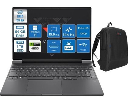 HP Victus Gaming A0BH2EAWH18 Harici GeForce RTX 4050 Intel Core i5 13420H 64 GB Ram 1 TB SSD 15.6 inç Full HD Windows 11 Home Oyuncu Laptop + Zetta Çanta