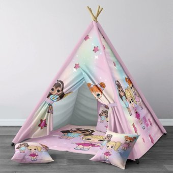 Instababyrooms 286 2-4 Yaş Üçgen Kızılderili Kız Oyun Çadırı Pembe
