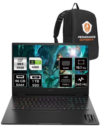 HP Omen 16 9J1L3EA Harici GeForce RTX 4080 Intel Core i9 14900HX 96 GB Ram 1 TB SSD 16.1 inç QHD FreeDos Oyuncu Laptop + PER4 ÇANTA