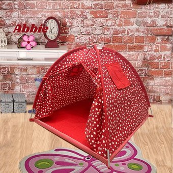 Abbie Sevimli Yıldızlar Yuvarlak Unisex Oyun Çadırı Kırmızı