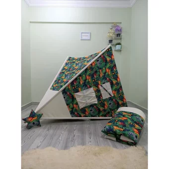 Henna Prime Henna Duck 450 Üçgen Kızılderili Unisex Orman Sevgisi Oyun Çadırı Çok Renkli