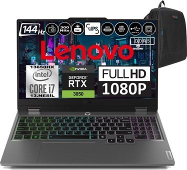 Lenovo LOQ 15IRX9 83DV00G5TRF13 Harici GeForce RTX 3050 Intel Core i7 13650HX 96 GB DDR5 Ram 512 GB SSD 15.6 inç Full HD FreeDos Oyuncu Laptop