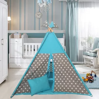 Altev Üçgen Kızılderili Unisex Oyun Çadırı Mavi