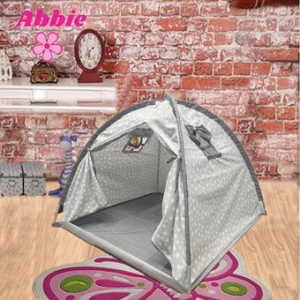 Abbie Sevimli Yıldızlar Yuvarlak Unisex Oyun Çadırı Gri