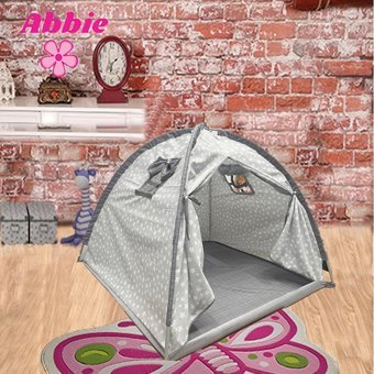 Abbie Sevimli Yıldızlar Yuvarlak Unisex Oyun Çadırı Gri