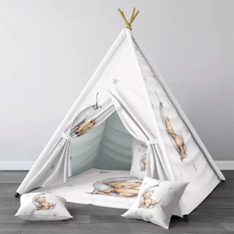 Tugu Home Baby 1399 Üçgen Kızılderili Kız Uyku Oyun Çadırı Beyaz