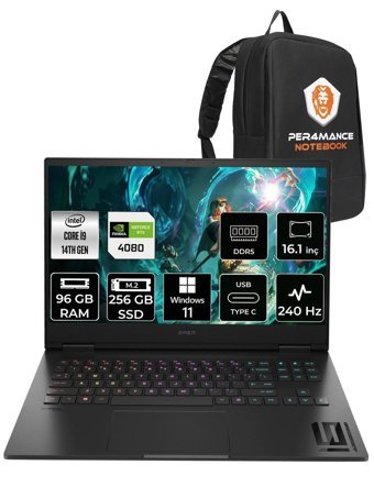 HP Omen 16 9J1L3EA Harici GeForce RTX 4080 Intel Core i9 14900HX 96 GB Ram 256 GB SSD 16.1 inç QHD Windows 11 Pro Oyuncu Laptop + PER4 ÇANTA