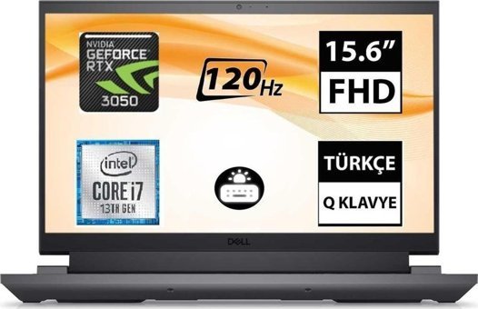 Dell Gaming G15 5530 G155530005U Harici GeForce RTX 3050 Intel Core i7 13650HX 16 GB Ram 512 GB SSD 15.6 inç Full HD FreeDos Oyuncu Laptop