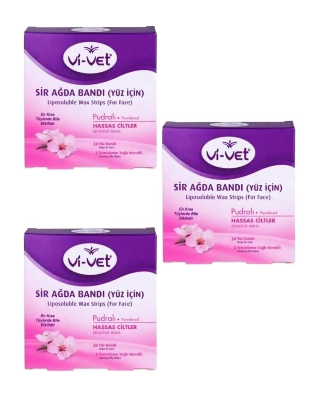 Vi-vet Pudralı Hassas Ciltler 3x24 Adet Yüz Ağda Bandı