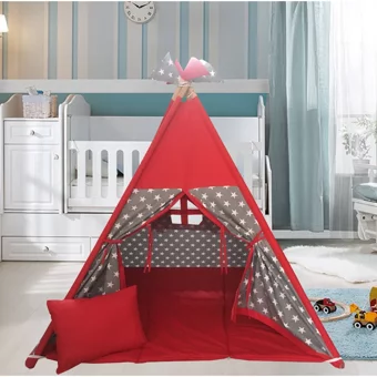 Altev Üçgen Kızılderili Unisex Oyun Çadırı Kırmızı