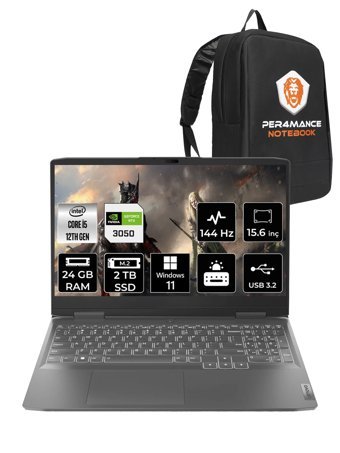 Lenovo LOQ 15IRH8 82XV00WYTX Harici GeForce RTX 3050 Intel Core i5 12450H 24 GB Ram 2 + 2 TB SSD 15.6 inç Full HD Windows 11 Home Oyuncu Laptop + PER4 Çanta