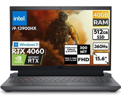 Dell Gaming G15 5530 G155530017U BT44 Harici GeForce RTX 4060 Intel Core i9 13900HX 40 GB Ram 512 GB SSD 15.6 inç Full HD Windows 11 Pro Oyuncu Laptop