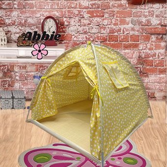 Abbie Sevimli Yıldızlar Yuvarlak Unisex Oyun Çadırı Sarı