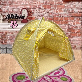 Abbie Sevimli Yıldızlar Yuvarlak Unisex Oyun Çadırı Sarı