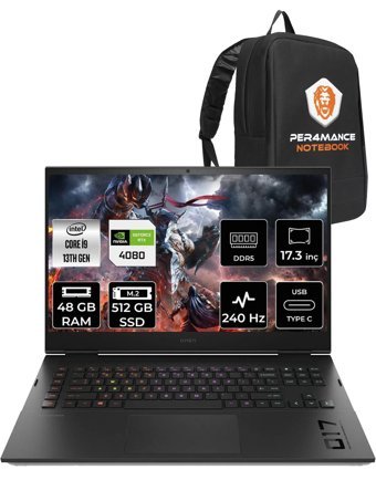 HP Omen 17 892R1EA Harici GeForce RTX 4080 Intel Core i9 13900HX 48 GB Ram 512 GB SSD 17.3 inç QHD FreeDos Oyuncu Laptop + PER4 ÇANTA