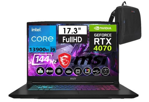 MSI Katana 17 B13VGK-1242XTRW60 Harici GeForce RTX 4070 Intel Core i9 13900H 8 GB DDR5 Ram 4 TB SSD 17.3 inç Full HD Windows 11 Pro Oyuncu Laptop + Weblegelsin Çanta