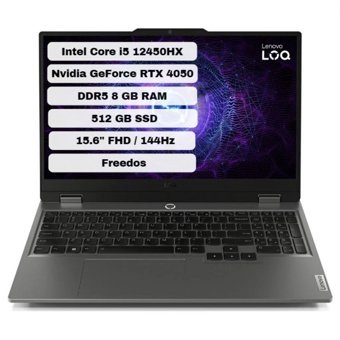 Lenovo LOQ 15IAX9 83GS007WTR Harici GeForce RTX 4050 Intel Core i5 12450HX 8 GB Ram 512 GB SSD 15.6 inç Full HD FreeDos Oyuncu Laptop