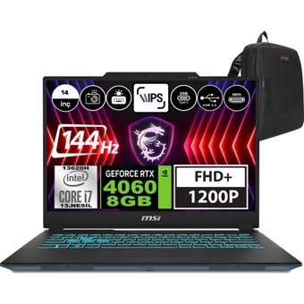 MSI Cyborg 14 A13VE055XTRWP08 Harici GeForce RTX 4060 Intel Core i7 13620H 32 GB Ram 4 TB SSD 14 inç Full HD Windows 11 Pro Oyuncu Laptop + Zetta Çanta