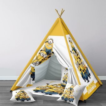 Instababyrooms 185 2-4 Yaş Üçgen Kızılderili Unisex Minions Oyun Çadırı Sarı