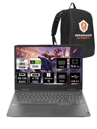 Lenovo LOQ 15IRH8 82XV010FTR Harici GeForce RTX 2050 Intel Core i5 12450H 96 GB Ram 4 TB SSD 15.6 inç Full HD Windows 11 Home Oyuncu Laptop + PER4 Çanta