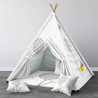 Tugu Home Baby 1394 3-9 Yaş Üçgen Kızılderili Erkek Balonlu Oyun Çadırı Beyaz