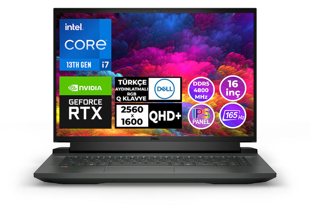 Dell G16 7630 G76302401010U 003 Harici GeForce RTX 4060 Intel Core i7 13700HX 16 GB Ram 1 TB SSD 16 inç QHD+ FreeDos Oyuncu Laptop