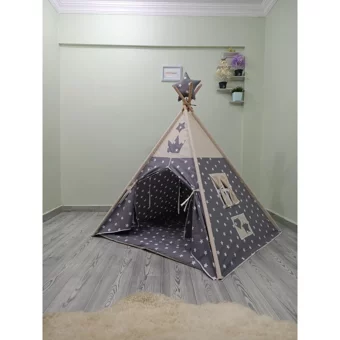 Henna Prime 454 Üçgen Kızılderili  Oyun Çadırı Gri