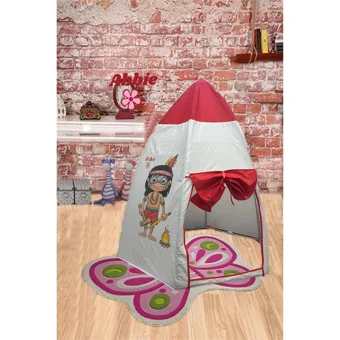 Abbie Resimli Füze Kızılderili Unisex Oyun Çadırı Kırmızı