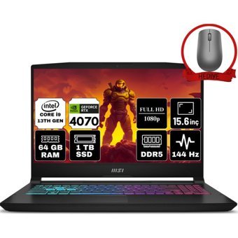 MSI Katana 15 B13VGK-1469XTR-A7 Dahili GeForce RTX 4070 Intel Core i9 13900H 64 GB Ram 1 TB SSD 15.6 inç Full HD FreeDos Oyuncu Laptop + Anzar Mouse