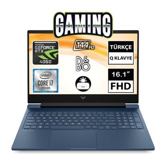 HP Victus 16 R0038NT 7P6L4EA03 Harici GeForce RTX 4050 Intel Core i7 13700H 32 GB Ram 512 GB SSD 16.1 inç Full HD FreeDos Oyuncu Laptop