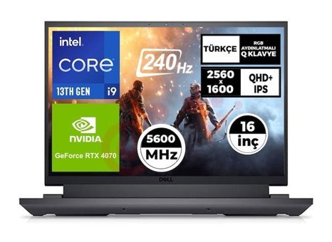 Dell G16 7630 G76302401024U069 Harici GeForce RTX 4070 Intel Core i9 13900HX 64 GB Ram 2 + 4 TB SSD 16 inç QHD Windows 11 Pro Oyuncu Laptop