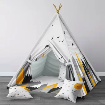 Tugu Home Baby 1366 3-9 Yaş Üçgen Kızılderili Kız Dağ Oyun Çadırı Beyaz