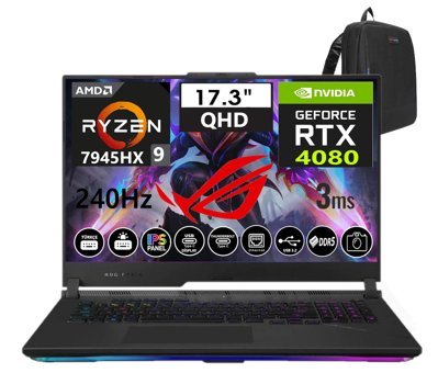 Asus Rog Strix Scar 17 G733PZ LL06045 Harici GeForce RTX 4080 AMD Ryzen 9 7945HX 96 GB DDR5 Ram 512 GB SSD 17.3 inç WQHD Windows 11 Pro Oyuncu Laptop + Weblegelsin Çanta
