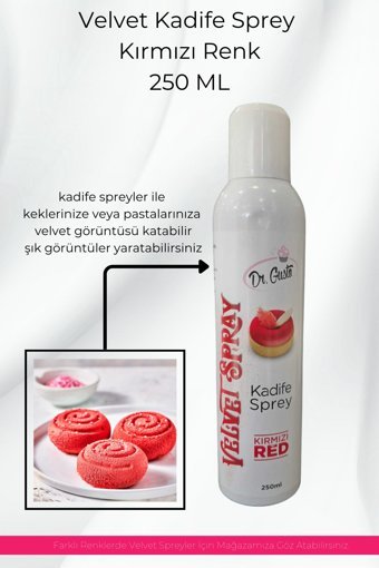 Dr. Gusto Velvet Kadife Kırmızı Su Bazlı Sprey Gıda Boyası 250 ml