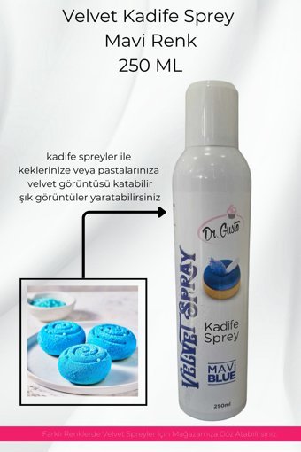 Dr. Gusto Velvet Kadife Mavi Su Bazlı Sprey Gıda Boyası 250 ml