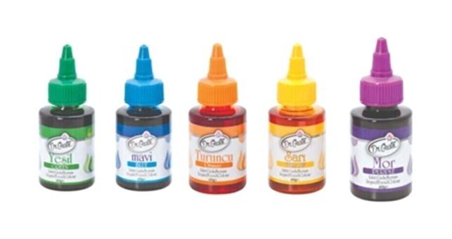 Dr. Gusto Çok Renkli Su Bazlı Sıvı Gıda Boyası 5x60 gr