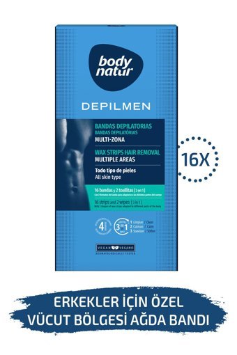 Body Natur Depilmen Tüm Ciltler 16 Adet Erkek Tüm Vücut Ağda Bandı