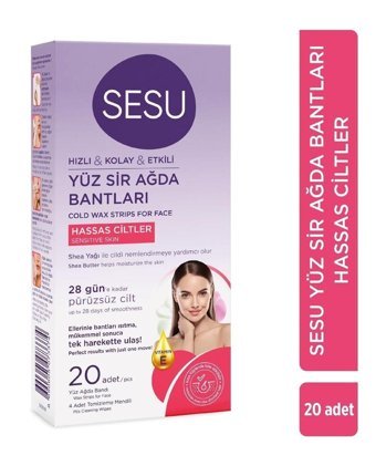 Sesu Hızlı & Kolay & Etkili Hassas Ciltler 20 Adet Yüz Ağda Bandı