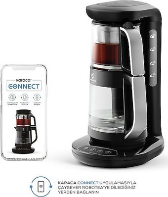 Karaca Çaysever Robotea Connect 3 In 1 Konuşan Otomatik Cam Demlikli 1700 W Işıklı Plastik Gövdeli Şeffaf Çay Makinesi