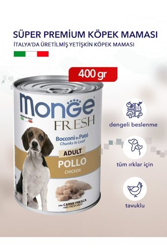 Monge Fresh Tavuklu Ezme Yetişkin Yaş Köpek Maması 400 gr